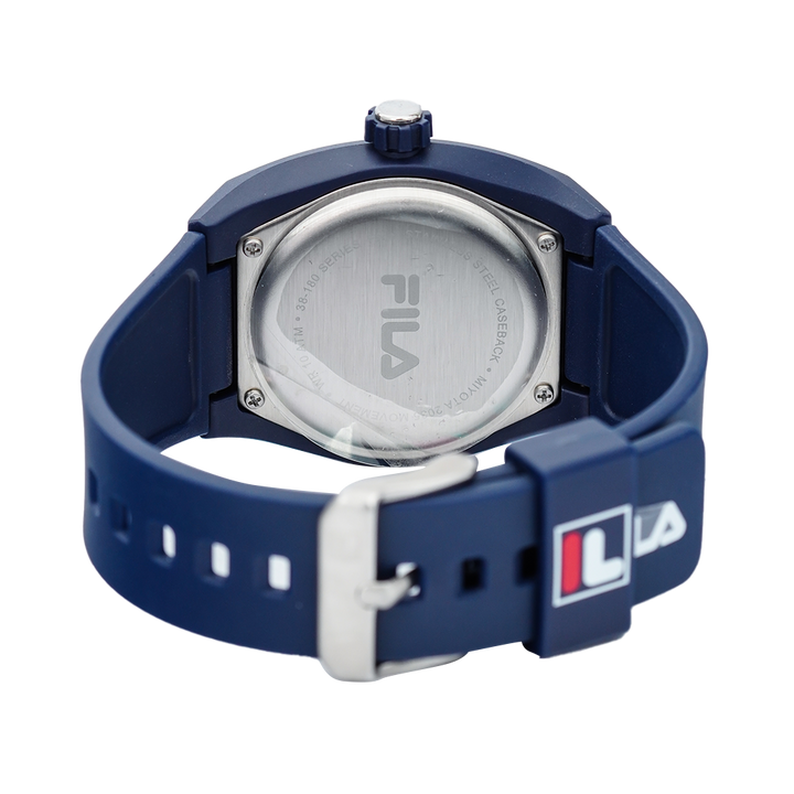 Jam Tangan FILA FL38180-001 Unisex White Dial Blue Rubber Strap