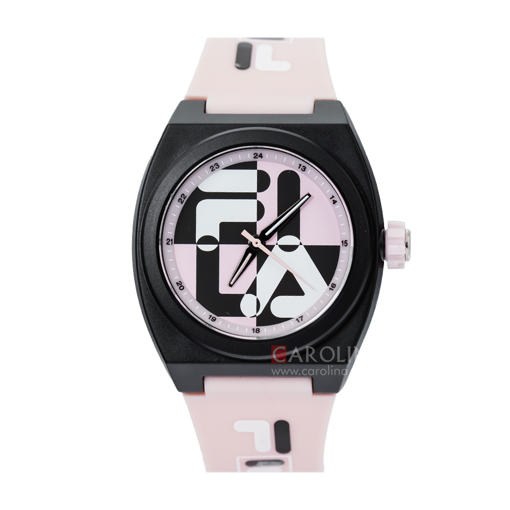 Jam Tangan FILA FL38180-106 Unisex Pink Black Dial Pink Rubber Strap