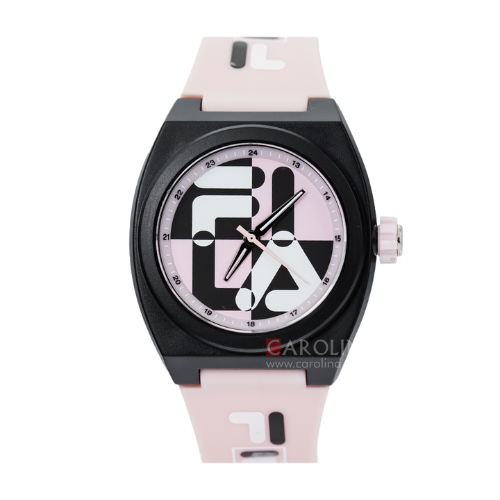 Jam Tangan FILA FL38180-106 Unisex Pink Black Dial Pink Rubber Strap