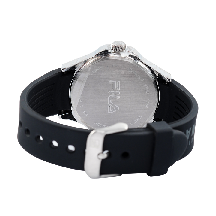 Jam Tangan FILA FL38181-001 Unisex Black Dial Black Rubber Strap