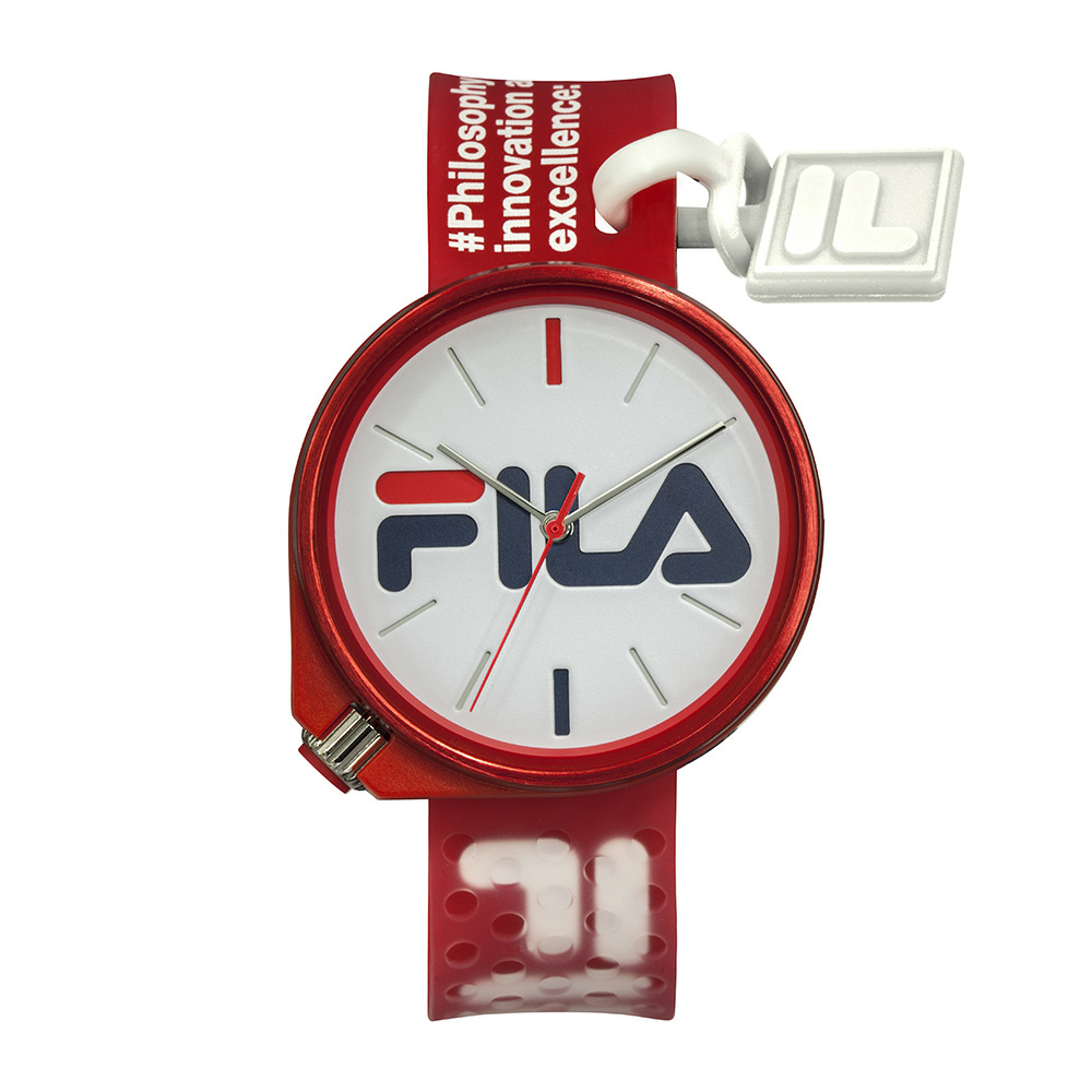 Jam Tangan FILA FL38199-010 Women White Dial Red Rubber Strap