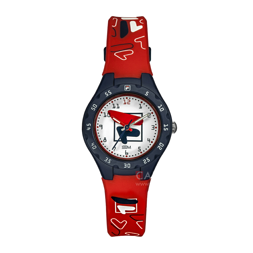 Jam Tangan FILA FL38204-004 Women White Dial Red Rubber Strap