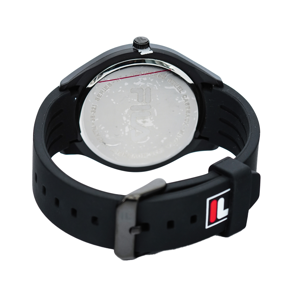Jam Tangan FILA FL38321-002 Unisex Black Dial Black Rubber Strap