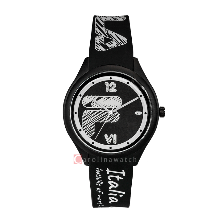 Jam Tangan FILA Italia Biella FL38321-302 Unisex Black Dial Black Rubber Strap