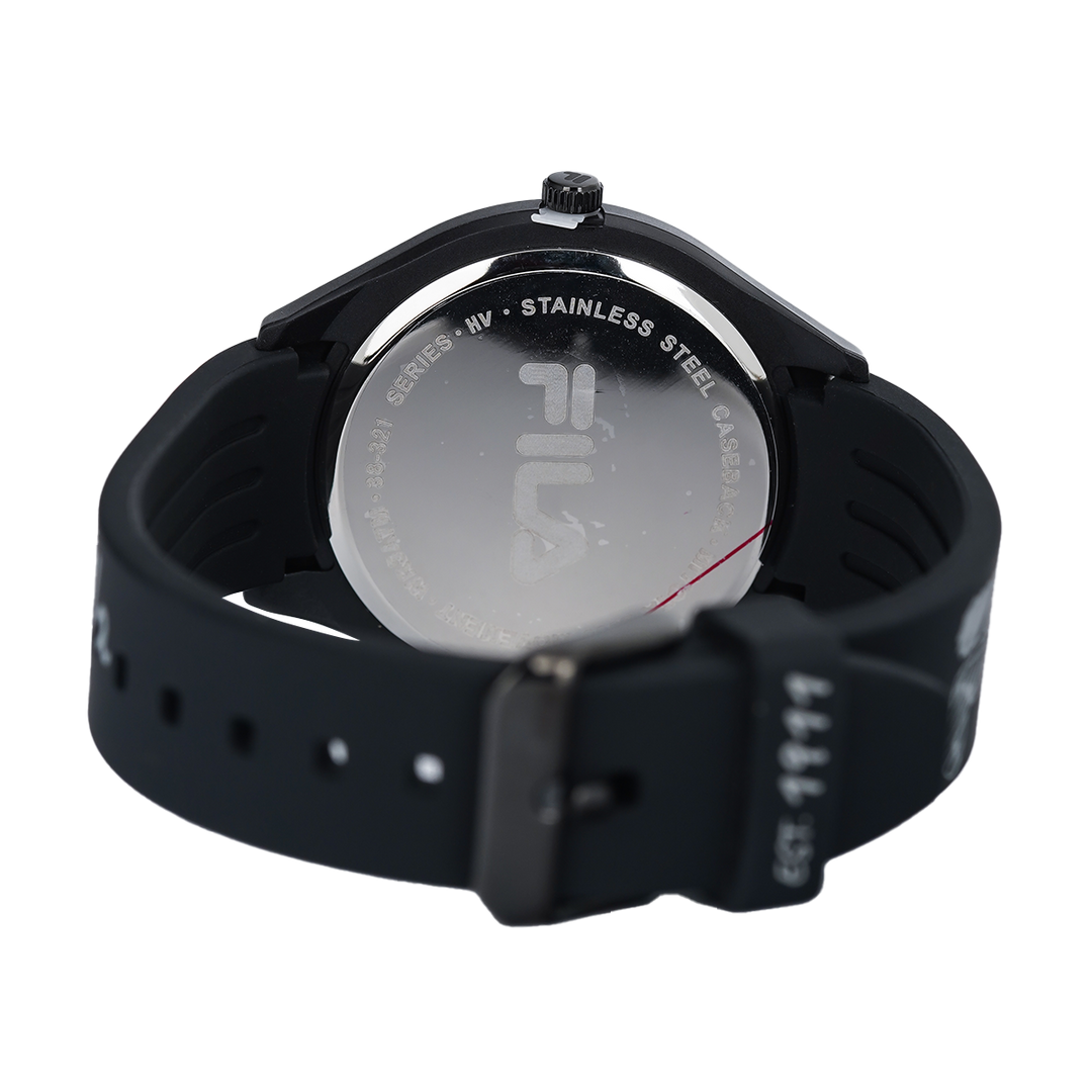 Jam Tangan FILA Italia Biella FL38321-302 Unisex Black Dial Black Rubber Strap