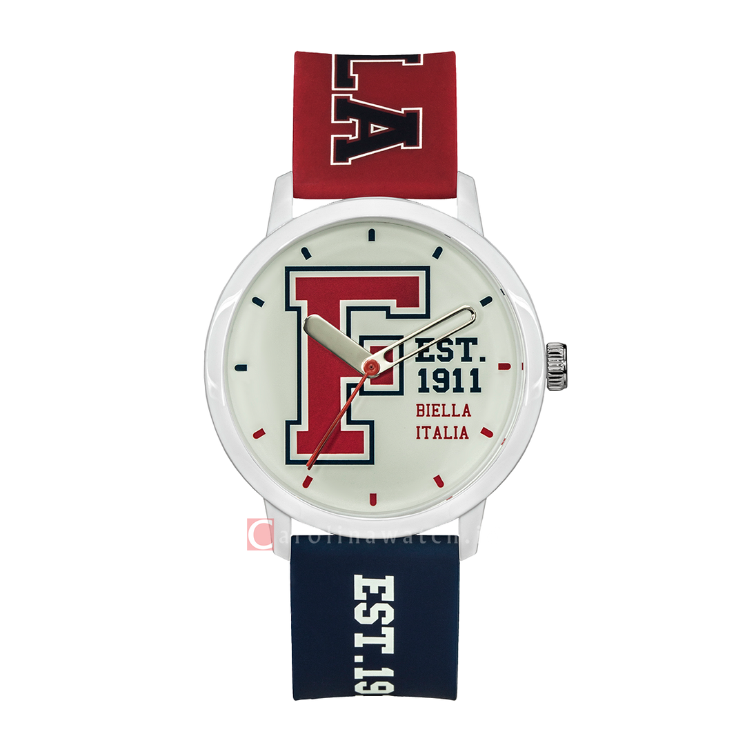 Jam Tangan FILA Italia Biella FL38326-204 Unisex Reinterpret 70's White Dial Dual Color Rubber Strap