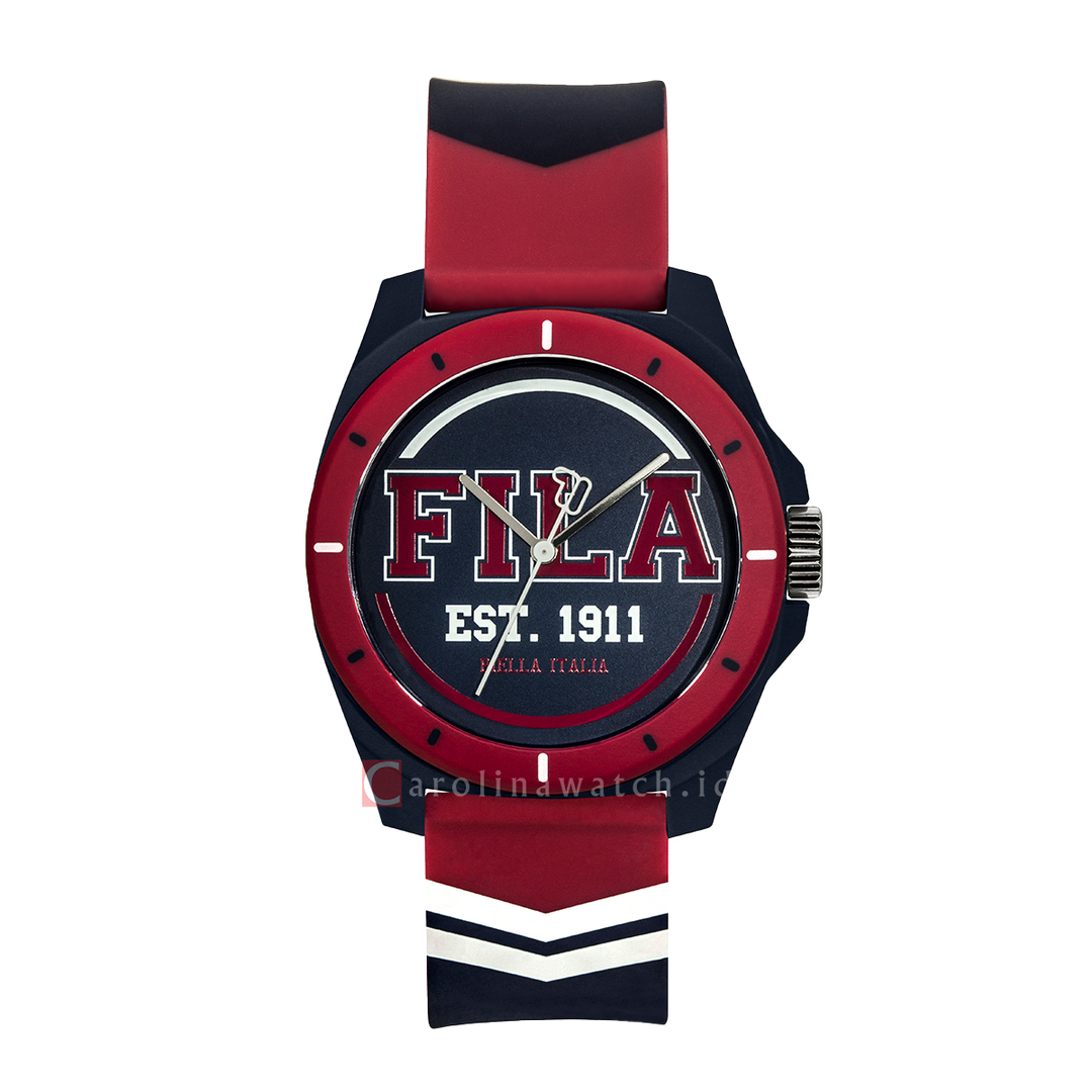 Jam Tangan FILA Italia Biella FL38331-002 Unisex Reinterpret 70's Dark Blue Dial Red Rubber Strap