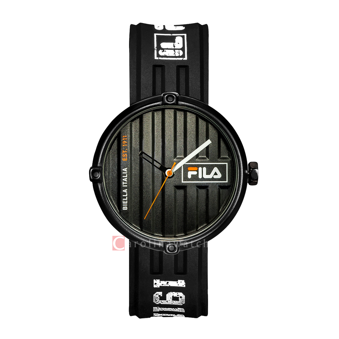 Jam Tangan FILA Italia Biella FL38338-105 Unisex Container Black Dial Black Rubber Strap