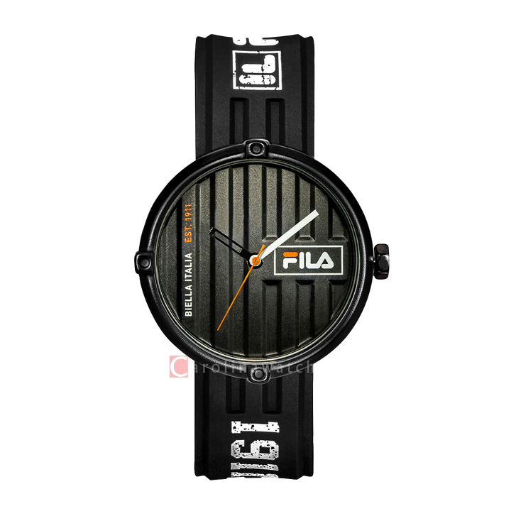 Jam Tangan FILA Italia Biella FL38338-105 Unisex Container Black Dial Black Rubber Strap