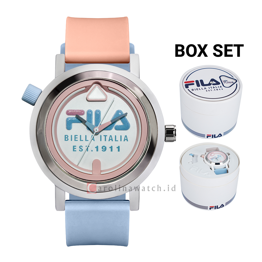 Jam Tangan FILA Italia Biella FL38341-006 Unisex My-Turn White Dial Dual Color Rubber Strap