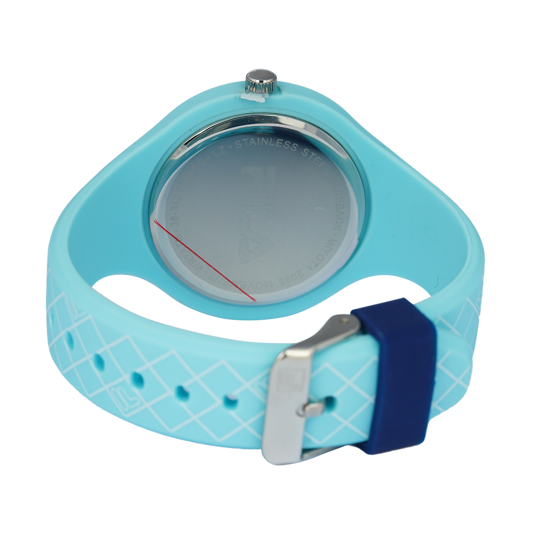 Jam Tangan FILA FL38342-005 Unisex White Dial Celeste Blue Rubber Strap