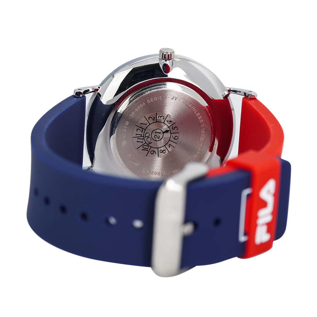 Jam Tangan FILA FL386064-001 Unisex White Dial Dual Color Rubber Strap