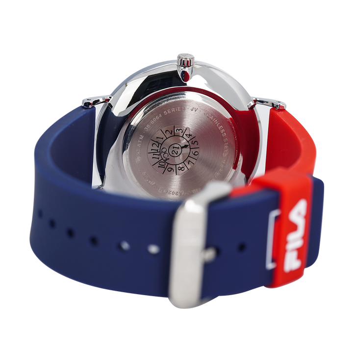 Jam Tangan FILA FL386064-001 Unisex White Dial Dual Color Rubber Strap