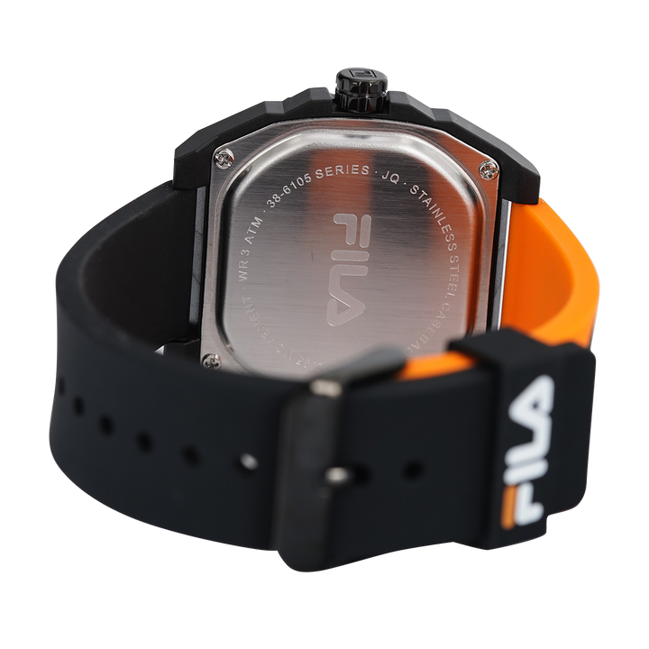 Jam Tangan FILA FL386105-003 Unisex Black Dial Dual Color Rubber Strap