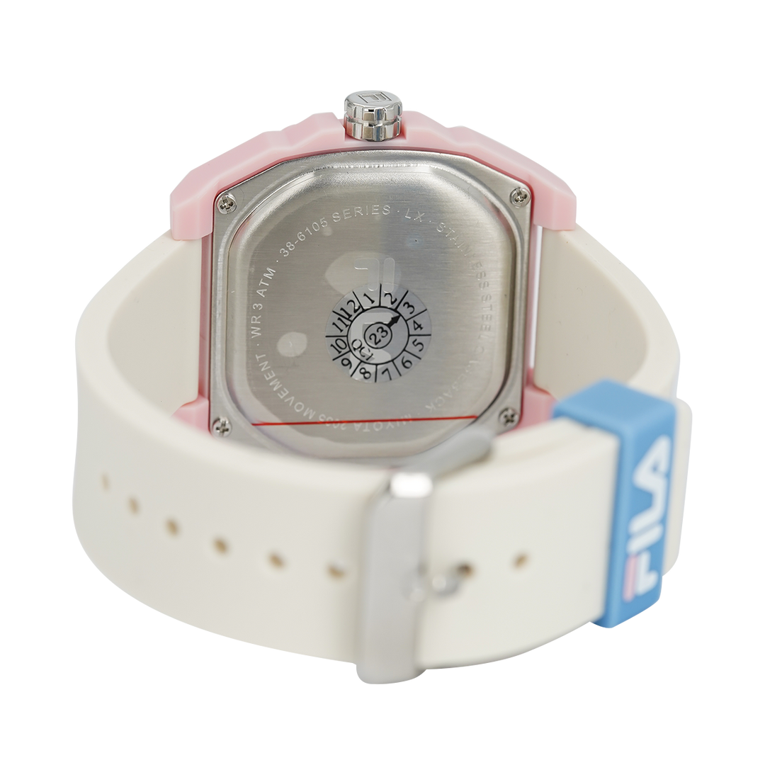 Jam Tangan FILA FL386105-008 Unisex White Dial Dual Color Rubber Strap