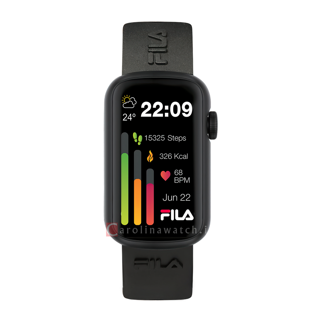 Jam Tangan FILA Smartwatch FL38BRAZ15B Unisex Full Screen Touch Display Black Silicone Strap
