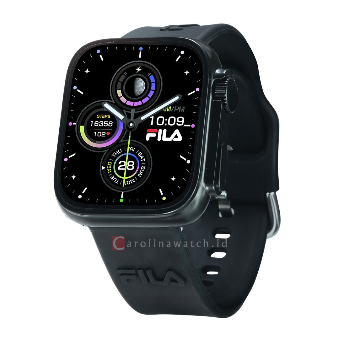 Jam Tangan FILA Smartwatch FL38SW70B Unisex Full Screen Touch Display Black Silicone Strap