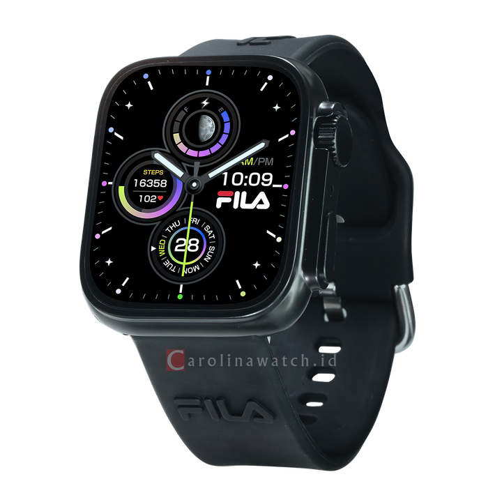 Jam Tangan FILA Smartwatch FL38SW70B Unisex Full Screen Touch Display Black Silicone Strap