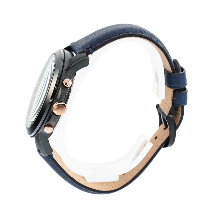 Jam Tangan Fossil Grant FS5061 Chronograph Men Blue Dial Blue Leather Strap