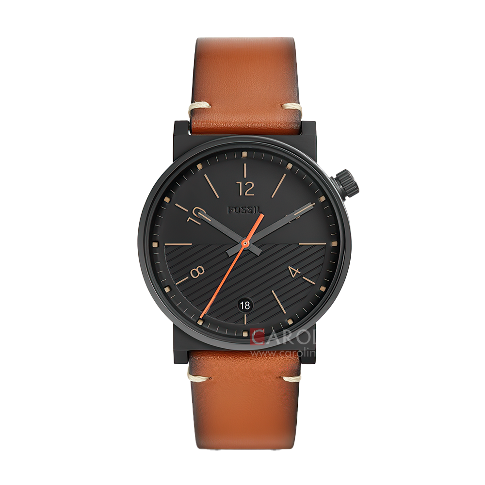 Jam Tangan Fossil FS5507 Men Black Dial Brown Leather Strap