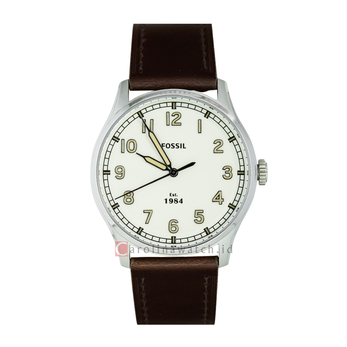 Jam Tangan Fossil Dayliner FS5927 Men White Dial Brown Leather