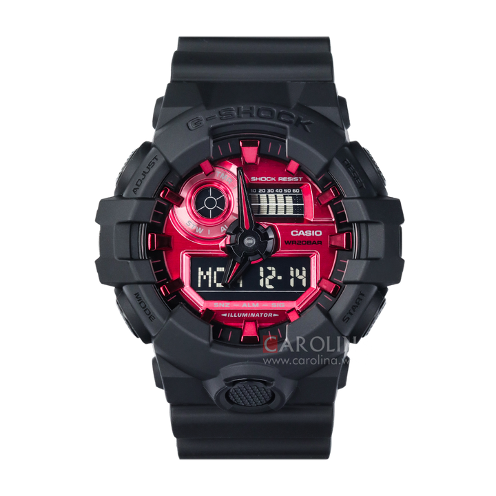 Jam Tangan Casio G-Shock GA-700AR-1A Men Adrenalin Red Digital Analog Dial Black Resin Band