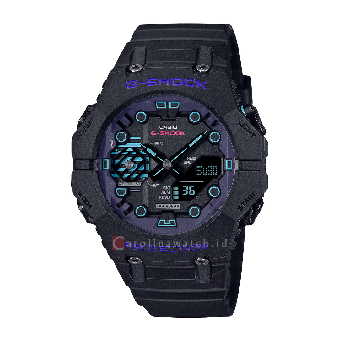 Jam Tangan Casio G-Shock Cyberspace GA-B001CBR-1A Men Purple Black Analog Digital Dial Black Resin Band