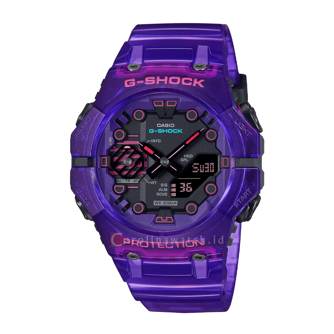 Jam Tangan Casio G-Shock Cyberspace GA-B001CBRS-6A Men Black Analog Digital Dial Purple Resin Band