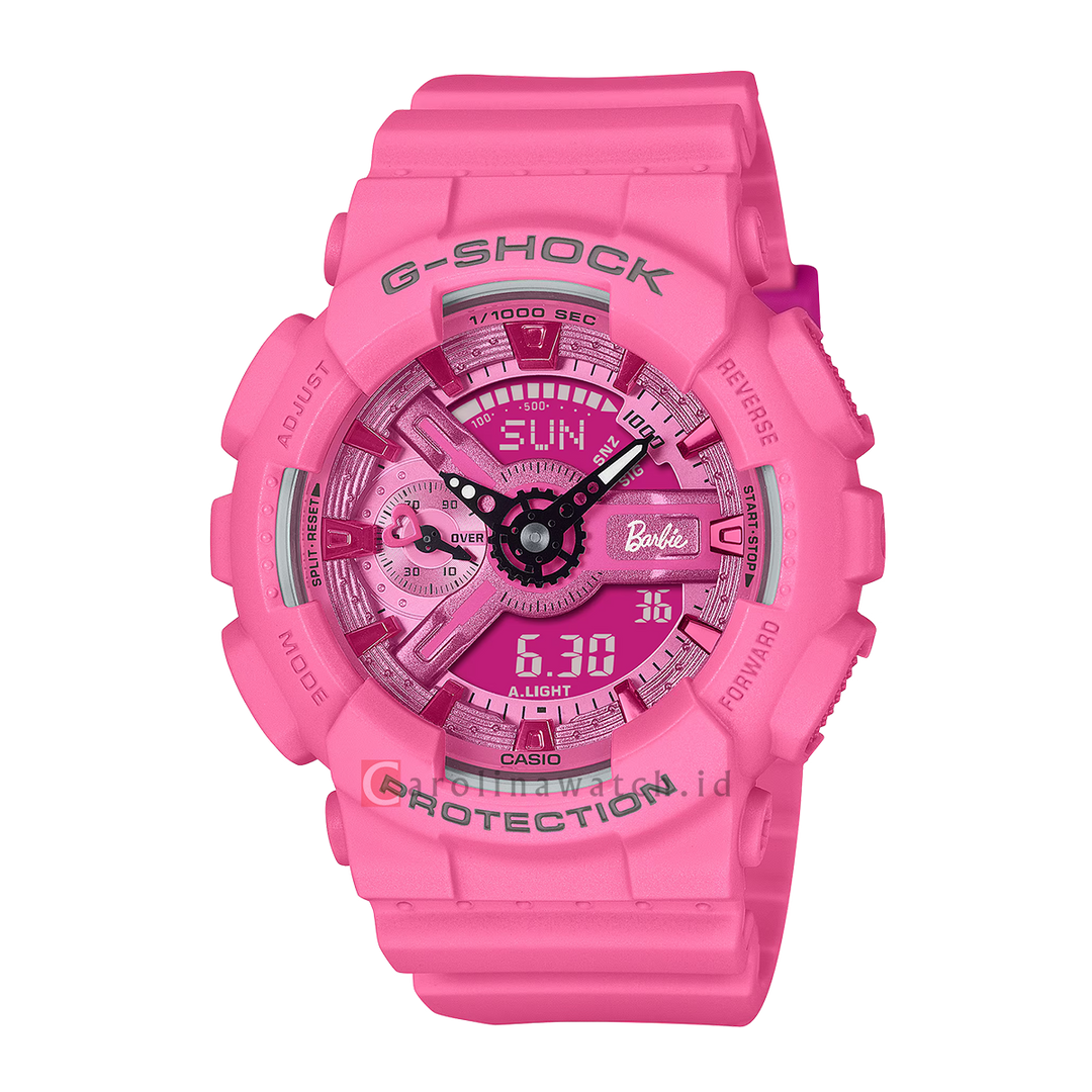 Jam Tangan Casio G-Shock x Barbie GMA-S110BE-4A Women CasiOak Pink Digital Analog Dial Pink Resin Band