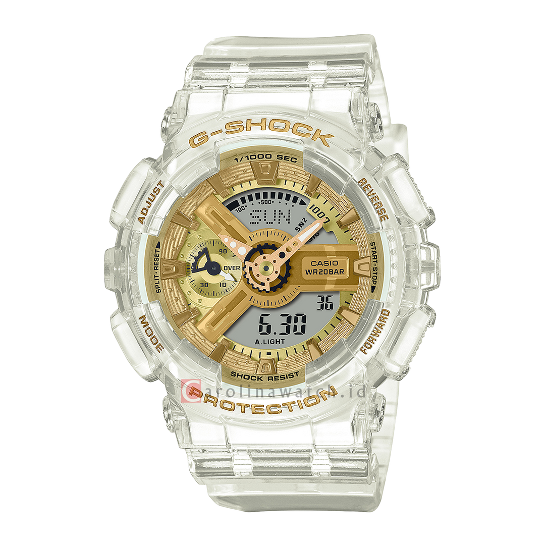 Jam Tangan Casio G-Shock x ITZY GMA-S110SG-7A Women Sparkling Pure Gold Spring Summer 2023 Collection Gold Digital Analog Dial Transparent Resin Band
