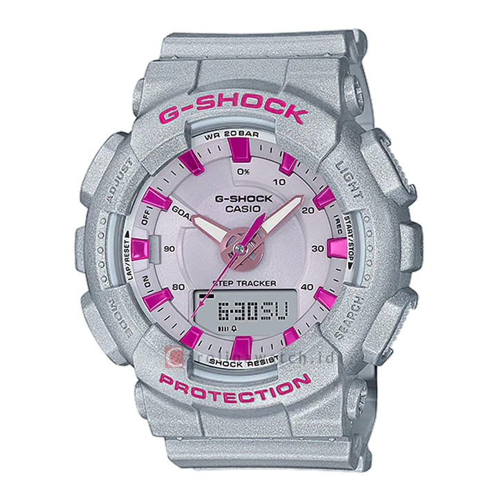 Jam Tangan Casio G-Shock GMA-S130NP-8A Neo Punk Women Grey Digital Analog Dial Grey Resin Band
