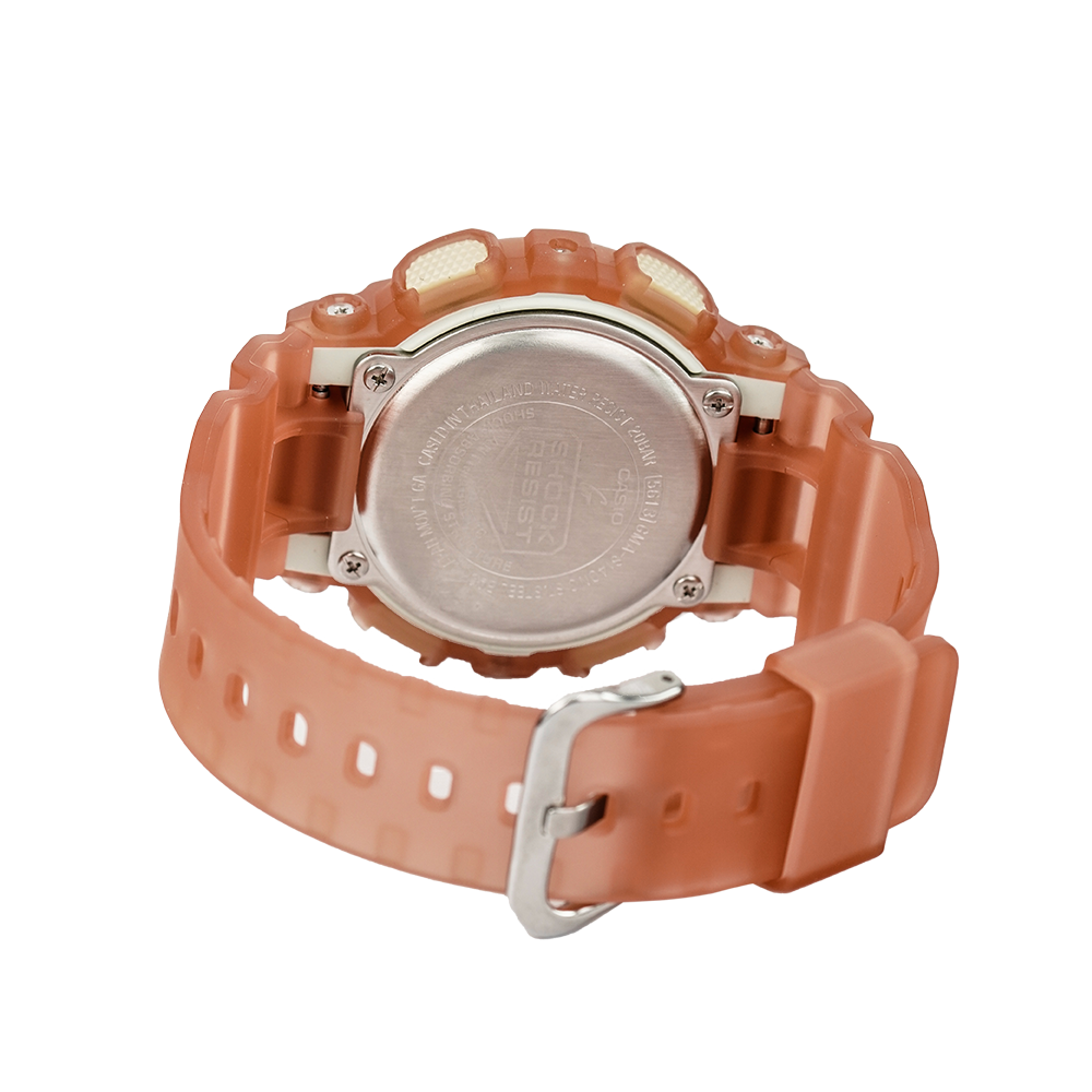 Jam Tangan CASIO G-SHOCK GMA-S140NC-5A1 Frosted Translucent Women Digital Analog Dial Beige Clear Resin Band