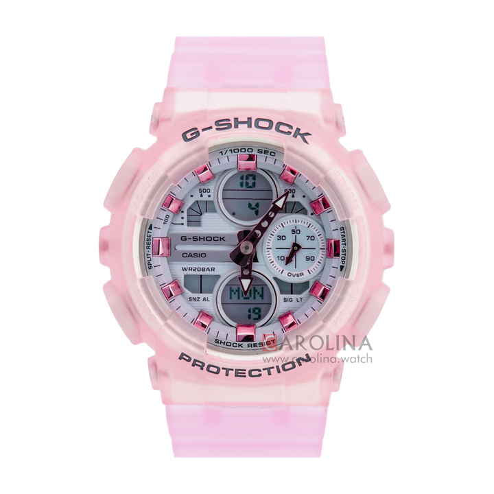 Jam Tangan CASIO G-SHOCK GMA-S140NP-4A Neo Punk Women Digital Analog Dial Pink Clear Resin Band
