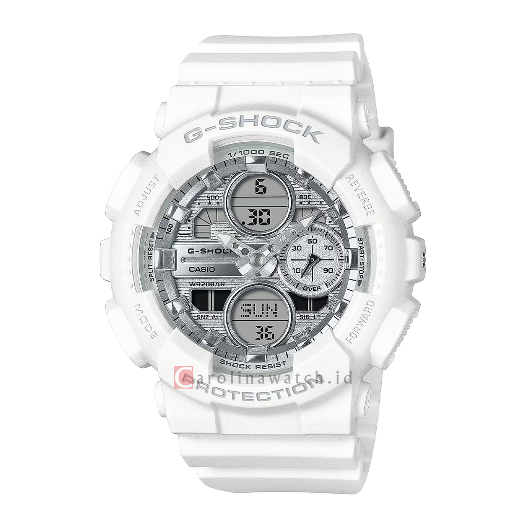 Jam Tangan CASIO G SHOCK GMA-S140VA-7A Unisex Silver Digital Analog Dial White Resin Band