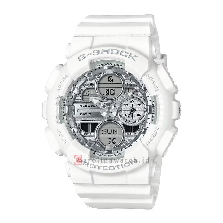 Jam Tangan CASIO G SHOCK GMA-S140VA-7A Unisex Silver Digital Analog Dial White Resin Band