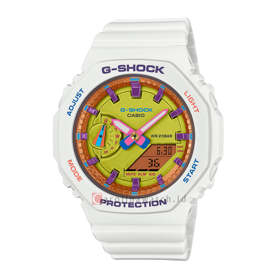 Jam Tangan Casio G-Shock x ITZY GMA-S2100BS-7A Women Spring Summer 2023 Lime Green Dial White Resin Band