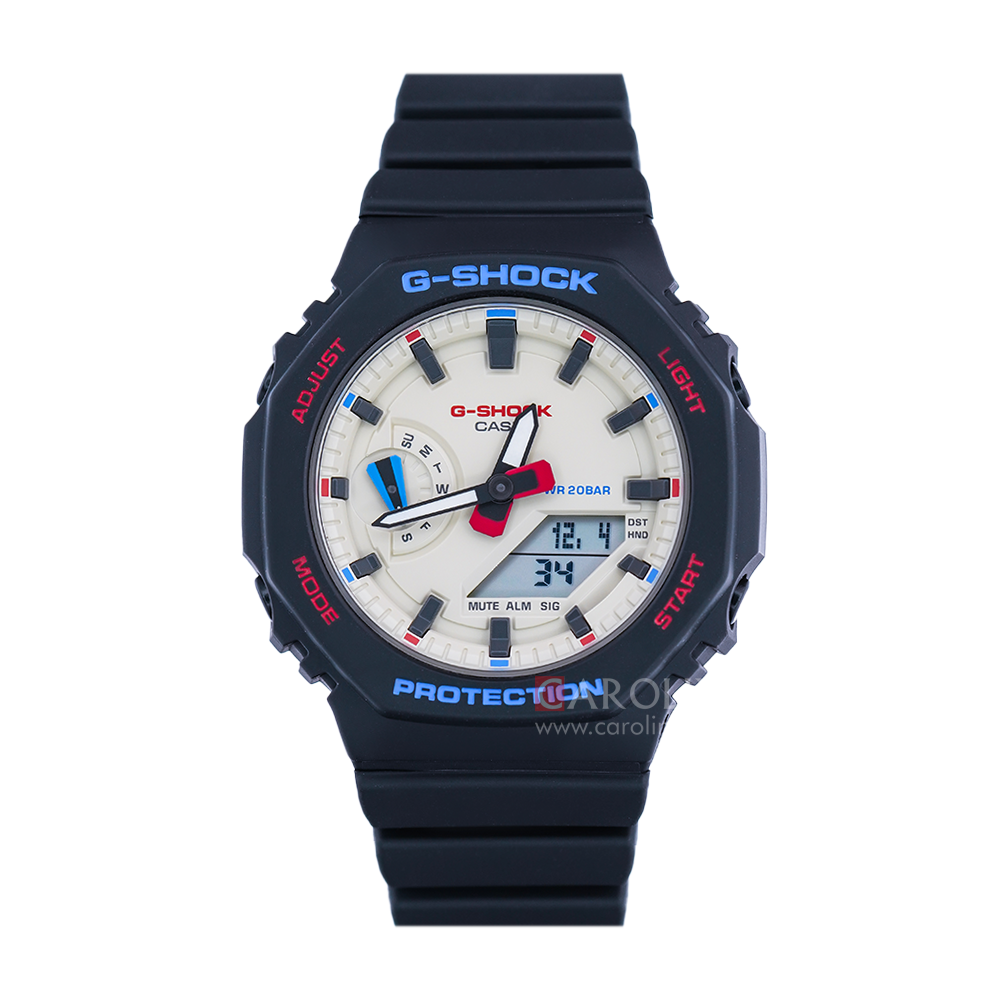 Jam Tangan CASIO G SHOCK GMA-S2100WT-1A Men Digital Analog Dial Black Resin Band