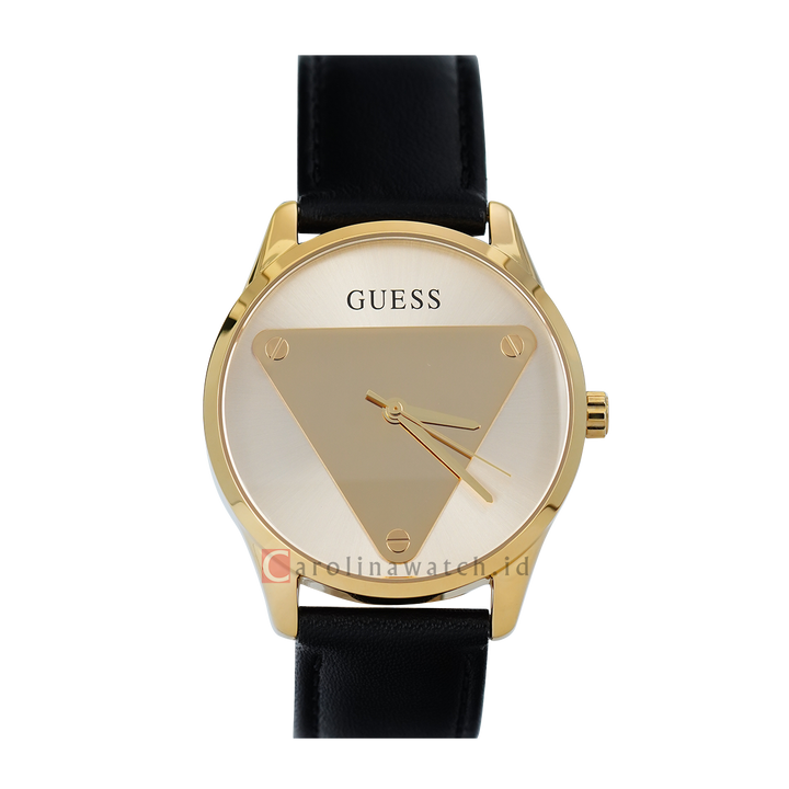 Jam Tangan GUESS GW0399L3 Women Gold Tone Case Black Genuine Leather Strap
