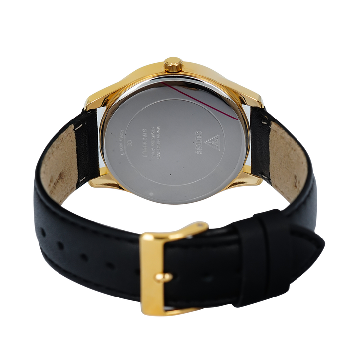 Jam Tangan GUESS GW0399L3 Women Gold Tone Case Black Genuine Leather Strap