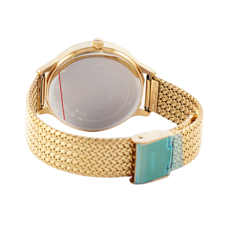 Jam Tangan GUESS Soiree GW0402L2 Gold With Crystals Dial Gold Mesh Strap