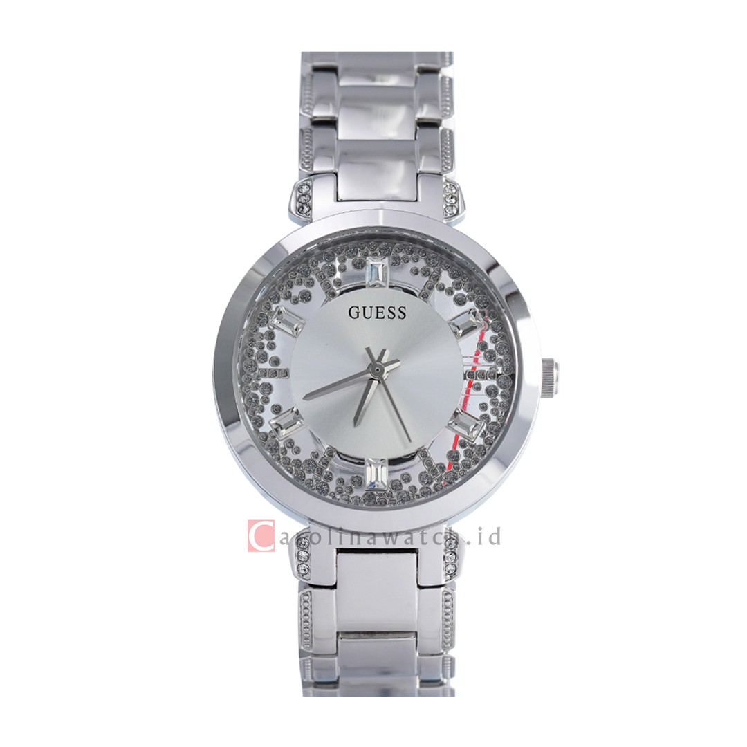 Jam Tangan GUESS GW0470L1 Crystal Clear Women Silver Dial Stainless Steel Strap