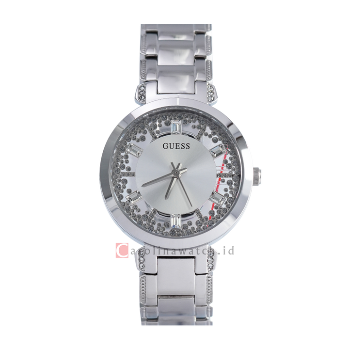 Jam Tangan GUESS GW0470L1 Crystal Clear Women Silver Dial Stainless Steel Strap