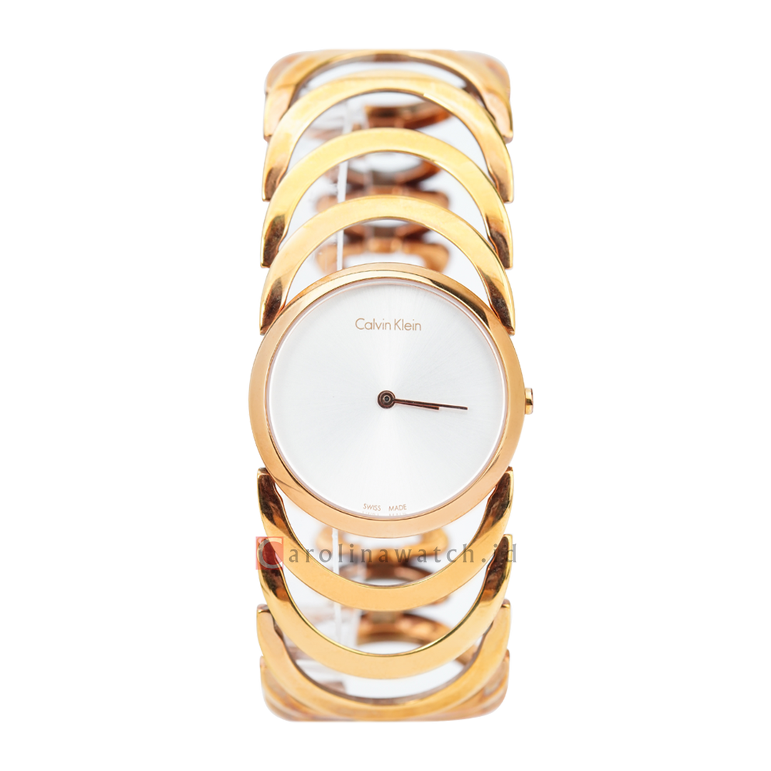 Jam Tangan Calvin Klein K4G23626 Women Silver Dial Rose Gold Stainless Steel Strap