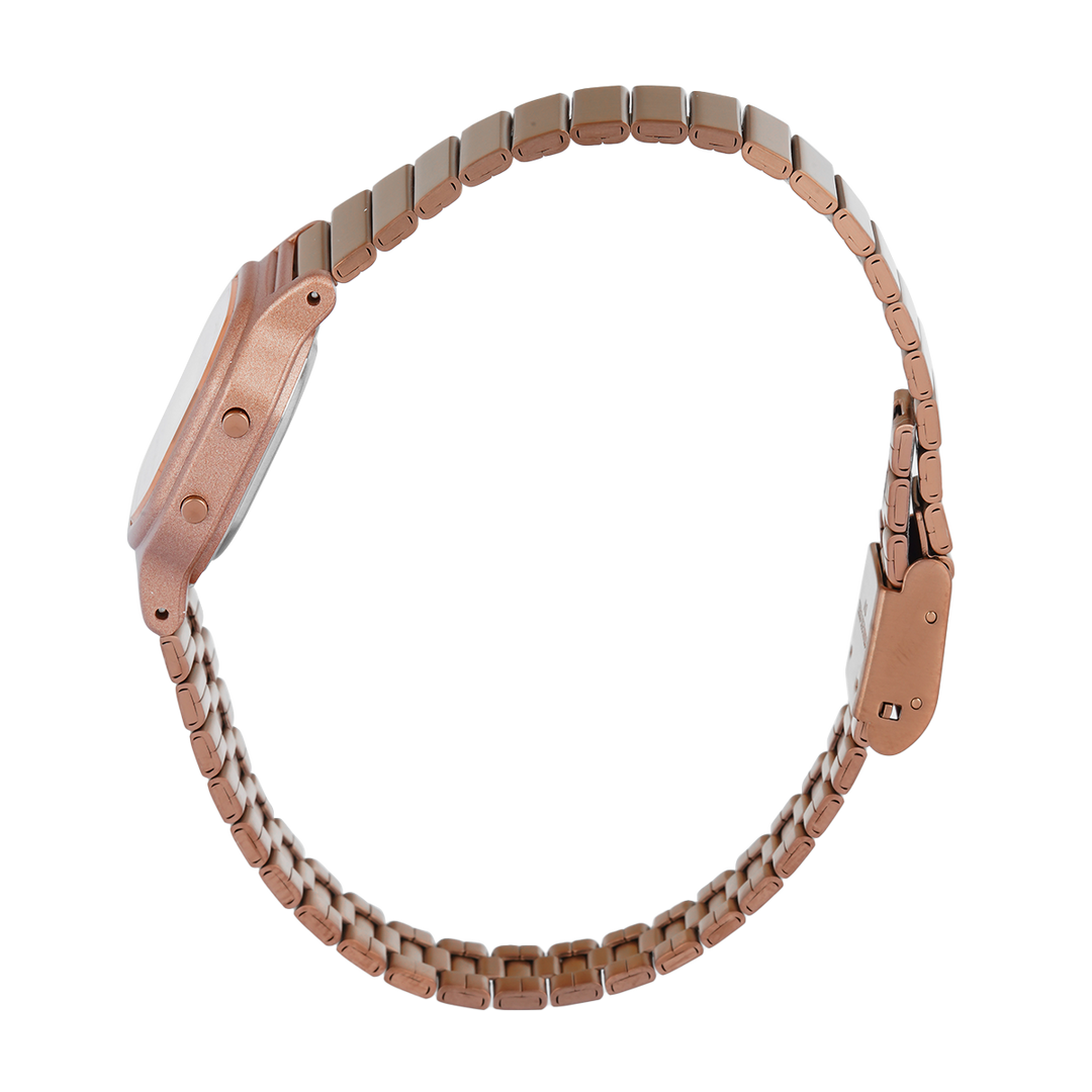 Jam Tangan Casio Vintage LA-11WR-5A Women Digital Dial Rose Gold Stainless Steel Band