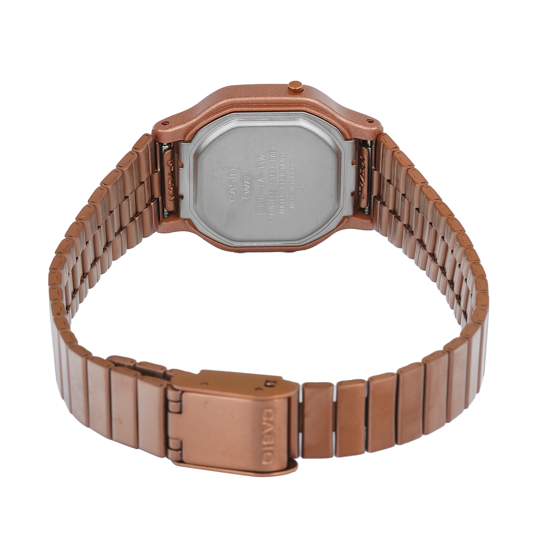 Jam Tangan Casio Vintage LA-11WR-5A Women Digital Dial Rose Gold Stainless Steel Band