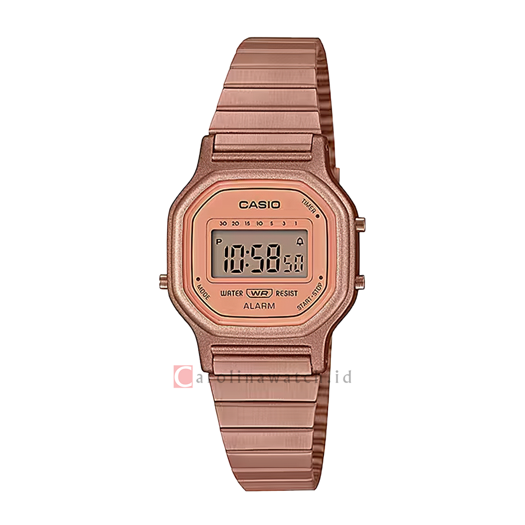 Jam Tangan Casio Vintage LA-11WR-5A Women Digital Dial Rose Gold Stainless Steel Band