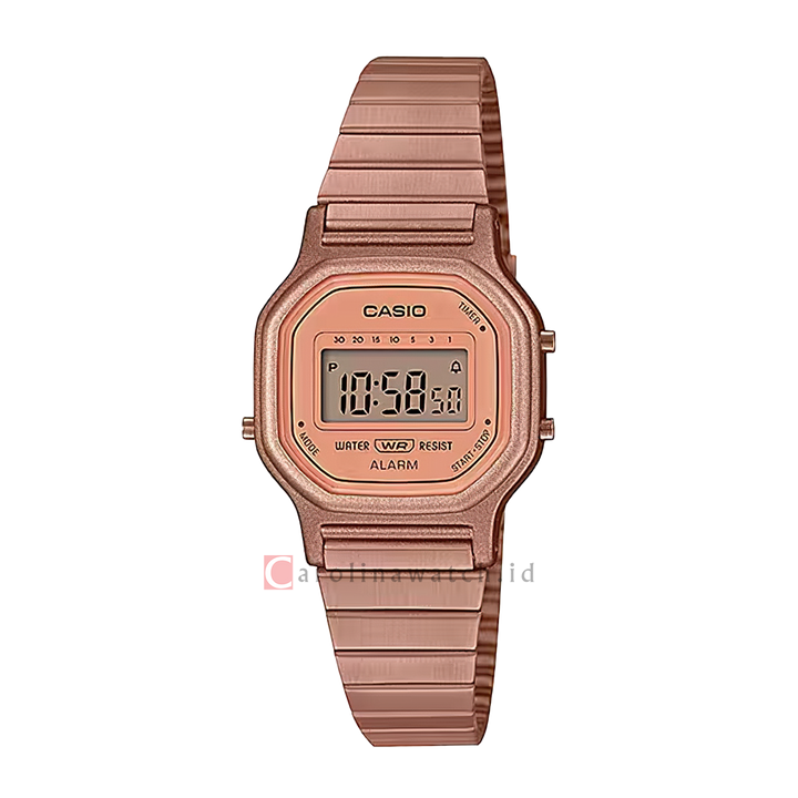Jam Tangan Casio Vintage LA-11WR-5A Women Digital Dial Rose Gold Stainless Steel Band