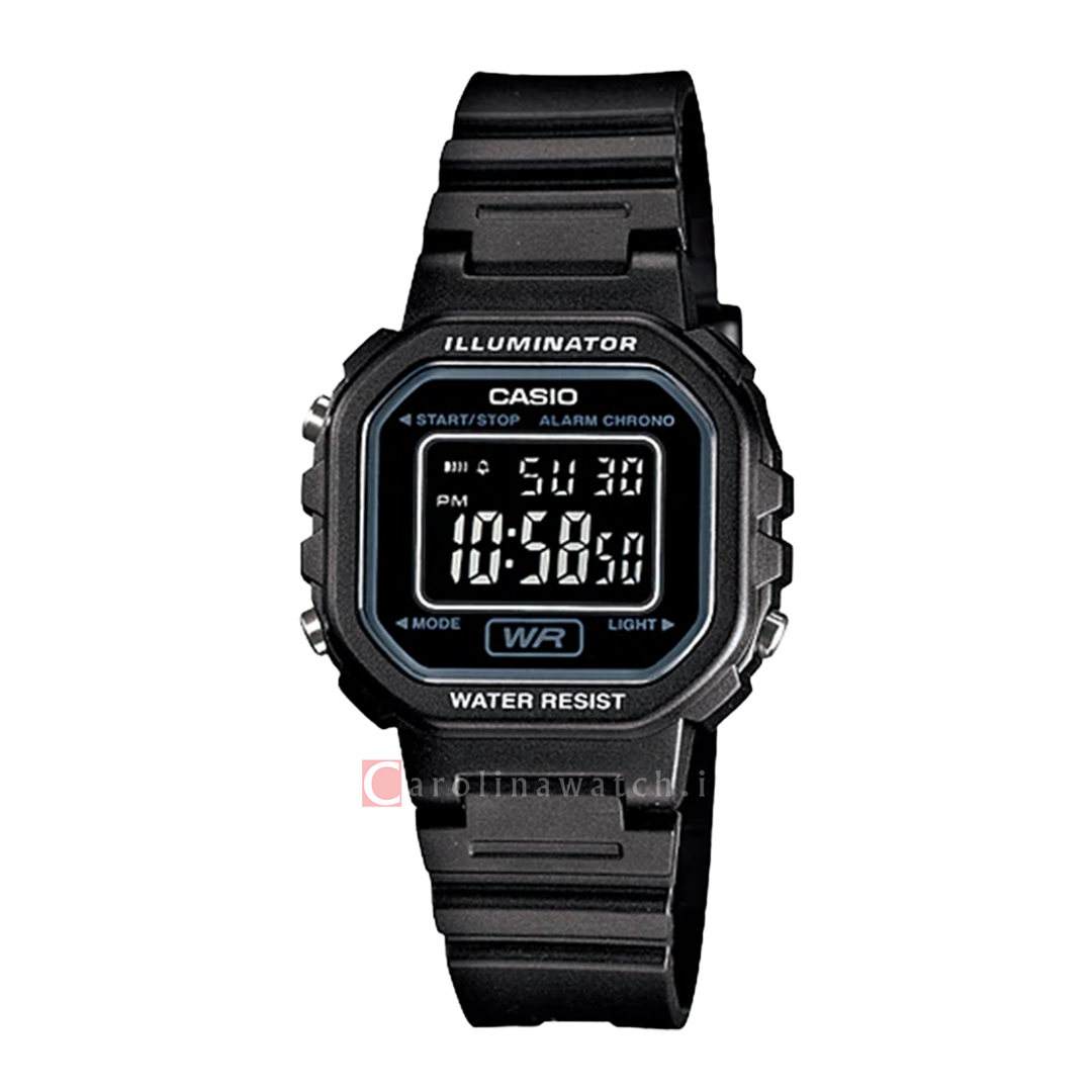 Jam Tangan Casio Youth LA-20WH-1B Women Digital Black Dial Black Resin Band