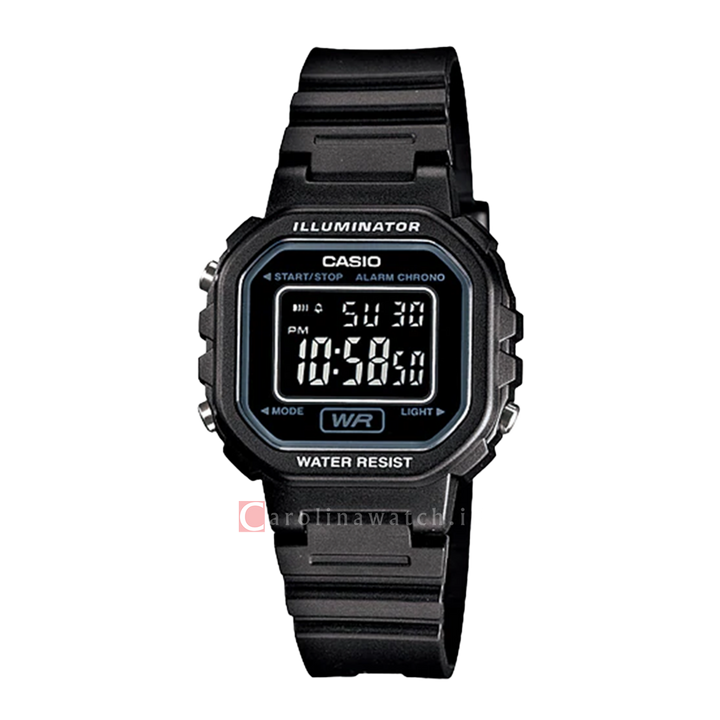 Jam Tangan Casio Youth LA-20WH-1B Women Digital Black Dial Black Resin Band