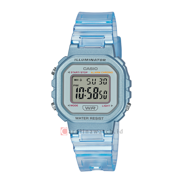 Jam Tangan Casio POP LA-20WHS-2A Women Digital Dial Blue Transparent Resin Band